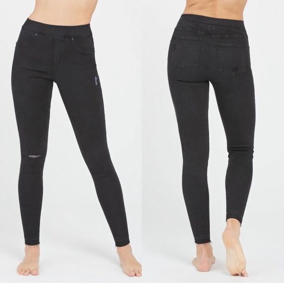 Spanx Vintage Black Distressed Skinny Jeans - Picture 2 of 9